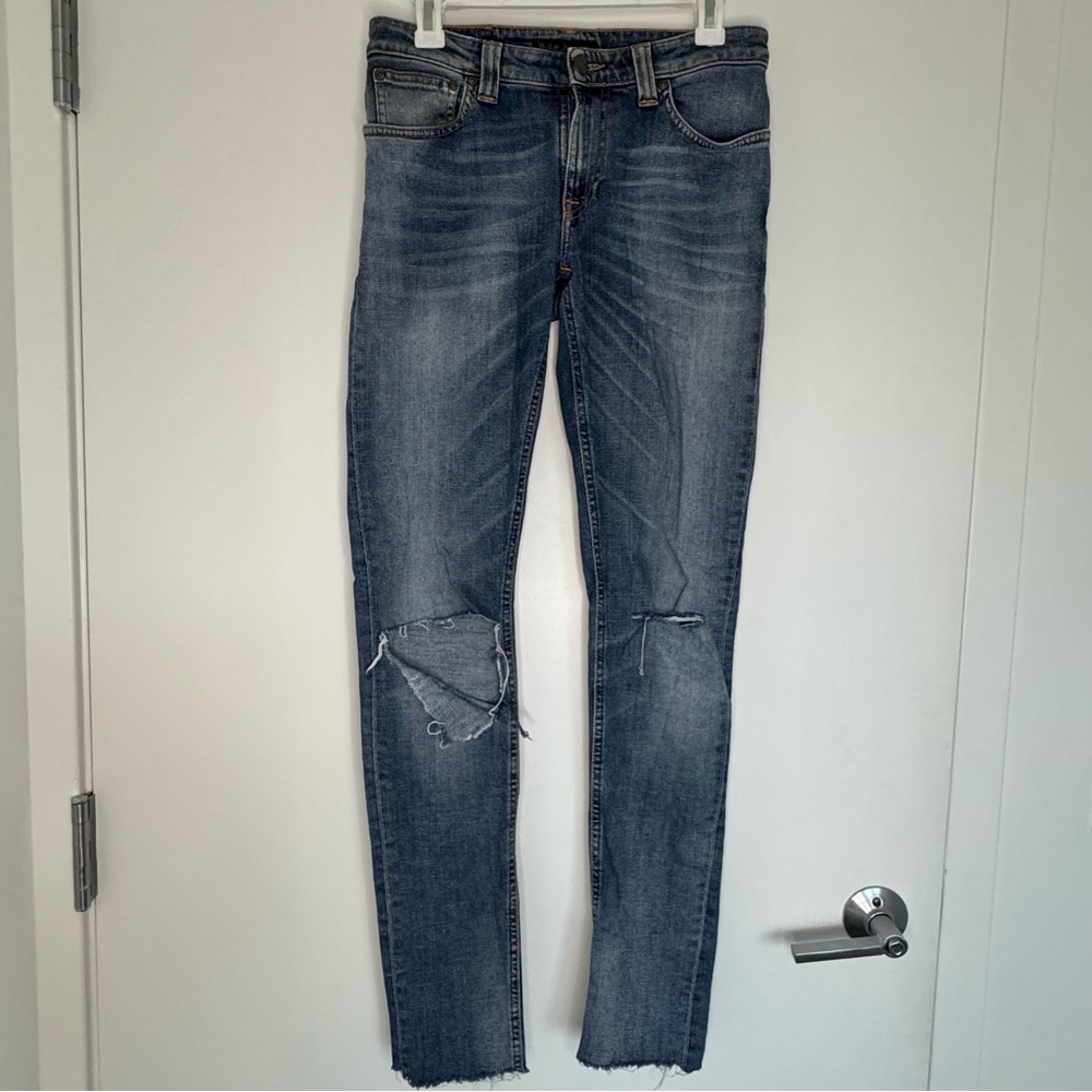 Size 28 Length 34 Nudie Jeans Women’s Faded Blue Denim Ripped Skinny Jeans